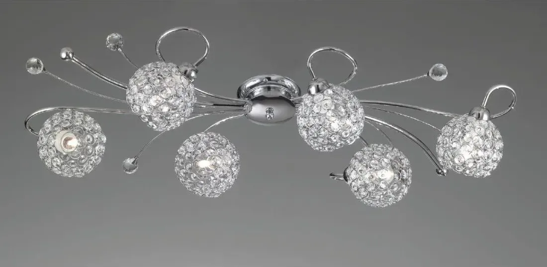 Lara pl6 plafoniera 6 luci a sfera con ottagoni di cristallo design moderno cristalensi lux - cristalensi shop online