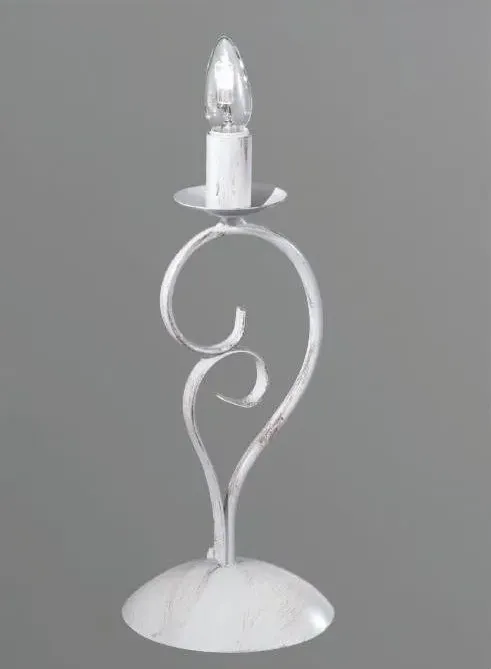 Parigi lampada da tavolo in metallo bianco invecchiato con lampadina a vista cristalensi lux - cristalensi shop online