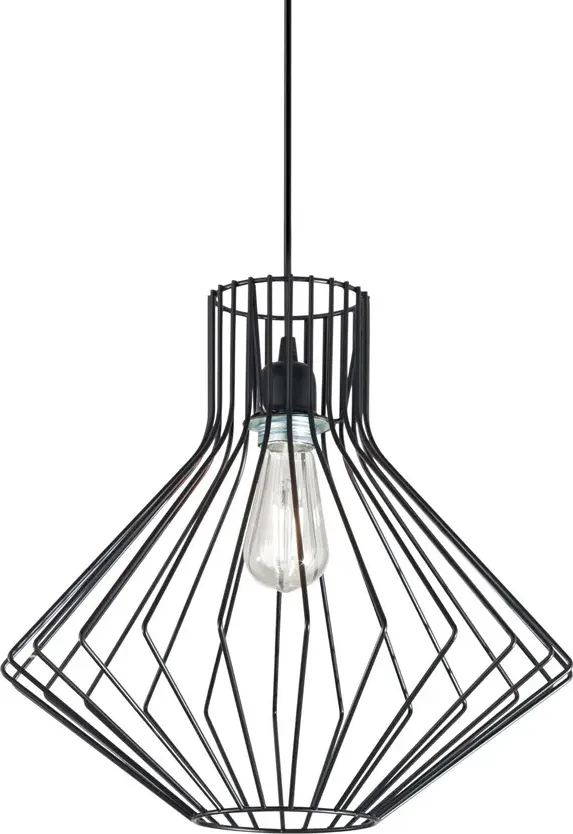 Sospensione industrial-minimal ampolla-4 metallo nero 1 luce e27