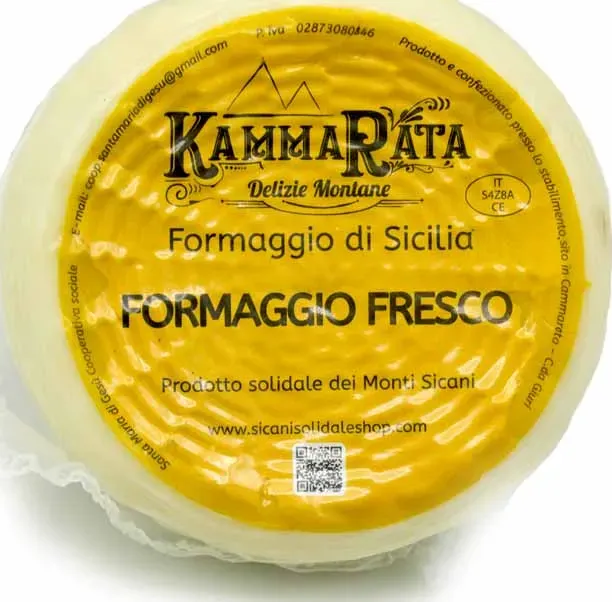 Formaggio siciliano fresco di latte ovino e vaccino 500gr kammarata -prodotto solidale