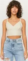 "Crop Top In Similpelle Beige"