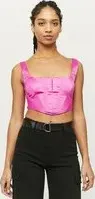 "Top Corto Corsetto In Raso Rosa"