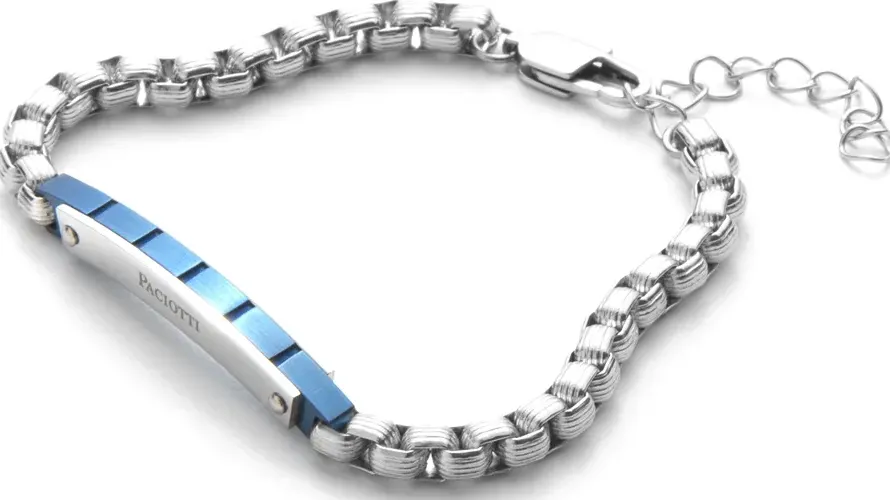 Bracciale Uomo 4US Cesare Paciotti Acciaio Con Targa Centrale - Blu