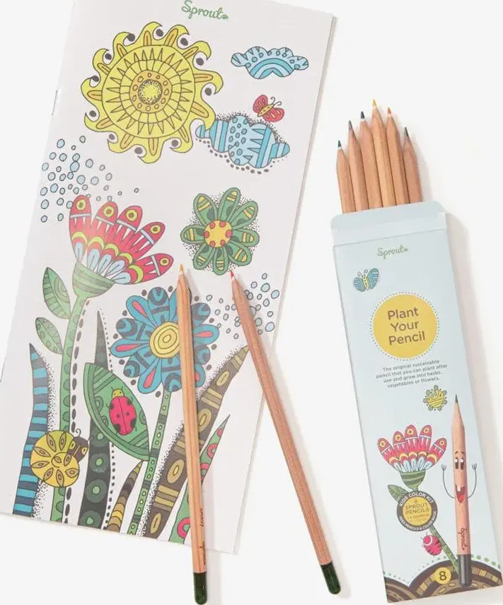 Eco Kit Sprout: 6 pastelli, 2 matite, album da colorare - Sprout