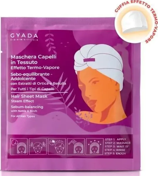Maschera Capelli in tessuto seboequilibrante e addolcente N.2, 1 pz - Gyada Cosmetics