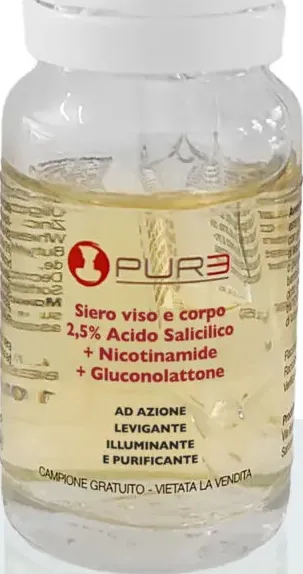 Campione siero viso e corpo 2,5% acido salicilico + nicotinamide + gluconolattone