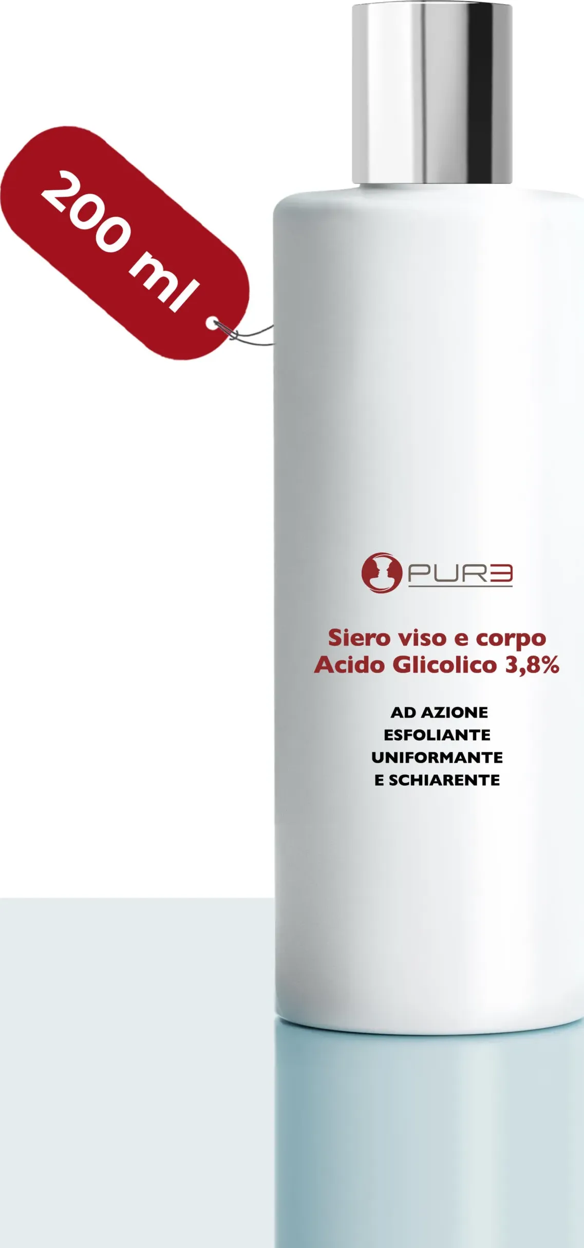 siero viso e corpo acido glicolico 3,8% di pureitalia.it