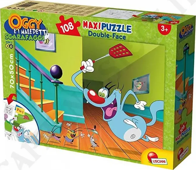 Lisciani Giochi Oggy E I Maledetti Scarafaggi - Puzzle Double-Face Supermaxi 108 Pz - 3+