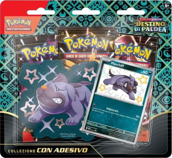 Pokémon Set Collezione con Adesivo Scarlatto E Violetto Destino Di Paldea Maschiff Ps 60 - IT di capitanstock.it