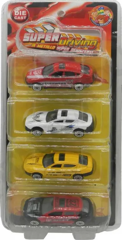 Super Driving - Set 4 Macchinine Colorate - 3+ Packaging Rovinato