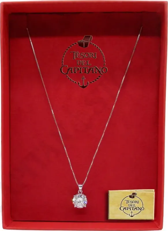 Tesori - Collana Donna In Argento 925 ‰ Con Punto Luce Incastonato Formato Maxi - ID 4707