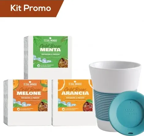 Box 3 Astucci Infusi A Freddo + Tazza Kahla Petrolio In Porcellana