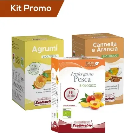 Box 54 Cialde Assortite Sandemetrio, Tisana Cannella E Arancia Bio, Tisana Alla Pesca Bio, Tisana Agli Agrumi Bio