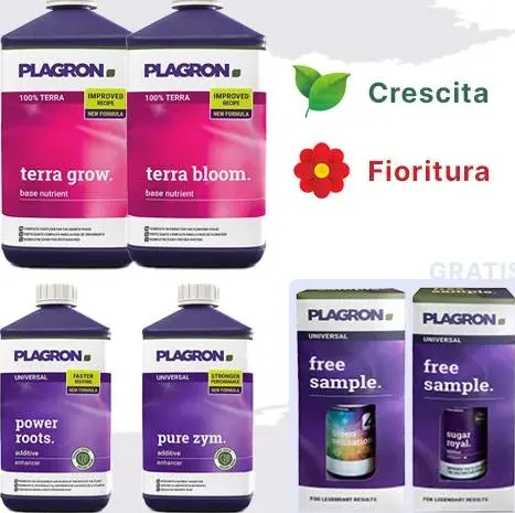 Kit fertilizzanti plagron terra per crescita e fioritura + omaggio (sugar royal + green sensation)