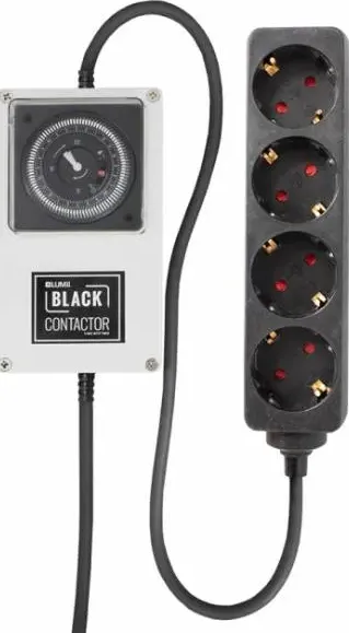 Lumii - black 4-way schuko contactor timer