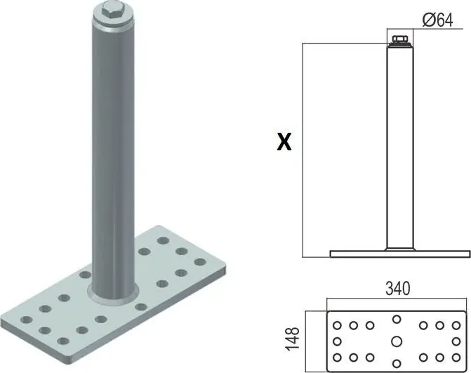 Paletto Linea Vita Combo Csc 503-35 H Cm.35