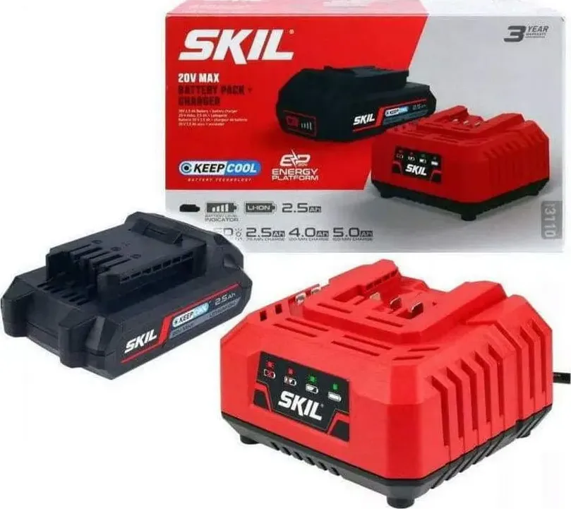 Kit Alimentazione Skil con Batteria PWRCORE20 da 20Volt - 2.5Ah e Caricabatteria Standard 3110AA