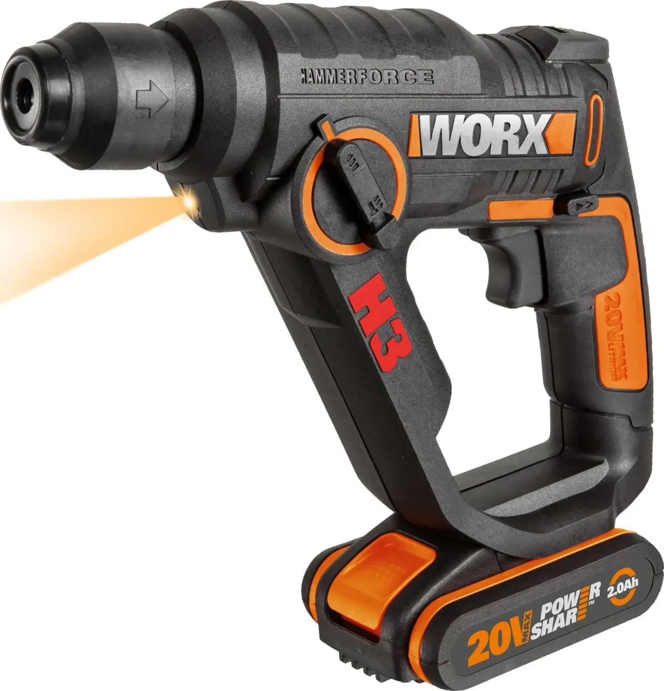 Martello Perforatore Combinato H3 Worx WX390 con Batteria e Caricabatteria