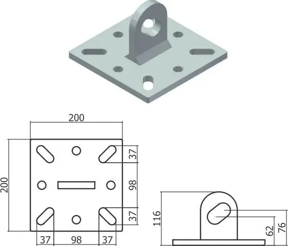 Piastra di Ancoraggio Piana CSC 20X20 H.14 411P