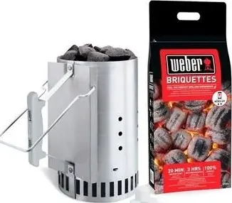 Kit Ciminiera Di Accensione Weber  + 2 Kg Bricchetti + 6 Cubetti Accendifuoco di emporiodiantonio.com