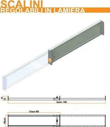 Scalino Registrabile cm.80/150 Zincato CSC H.18 - confezione 5 pz.