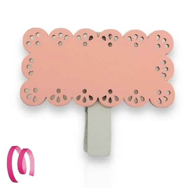 Tag in legno con molletta ROSA