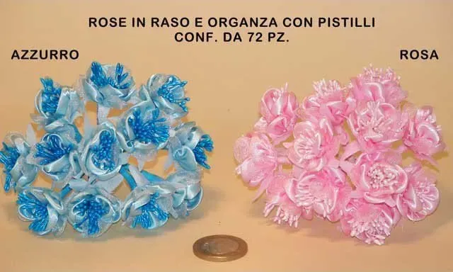 FIORE IN RASO E ORGANZA CONF.DA 72 PZ ROSA