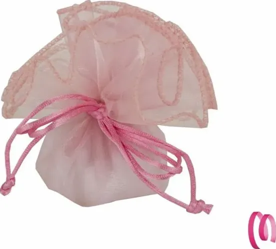 Tulle con Tirante Brillante Organza Bordato pezzi 25 ROSA