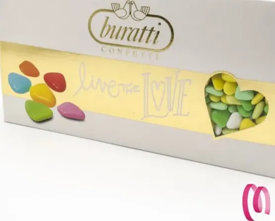 Confetti Buratti Cuoriandoli Sfumati Verde al cioccolato Fondente confezione 1 kg