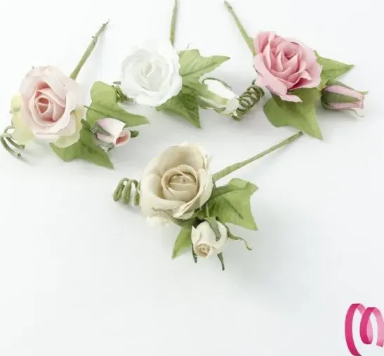 Fiore Rosa e Bocciolo 10PZ CREMA