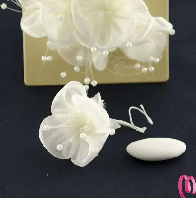 Fiore con pistilli confezione 6 pezzi CREMA