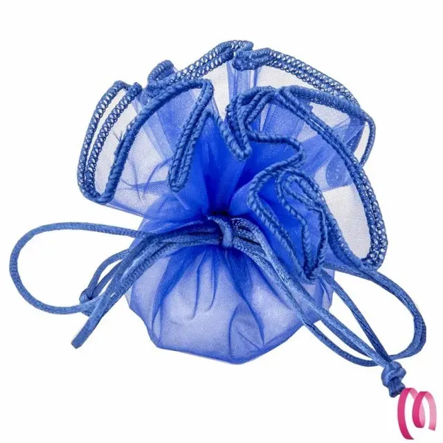 Tulle con Tirante Brillante Organza Bordato pezzi 25 BLU