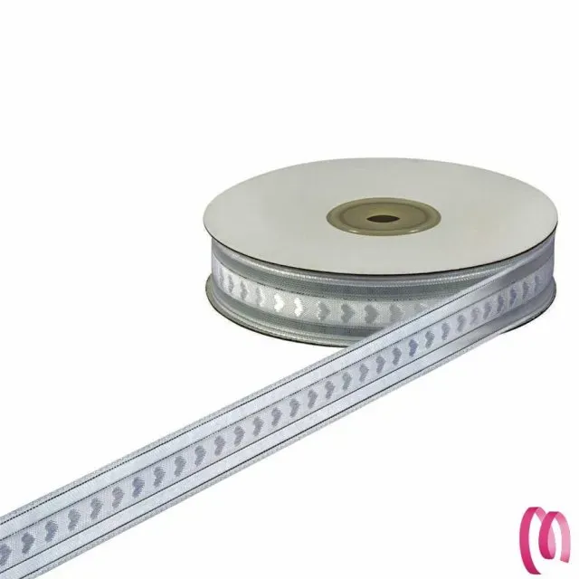 Nastro decorativo Organza e Raso cuori Altezza 15 mm per 25 Metri