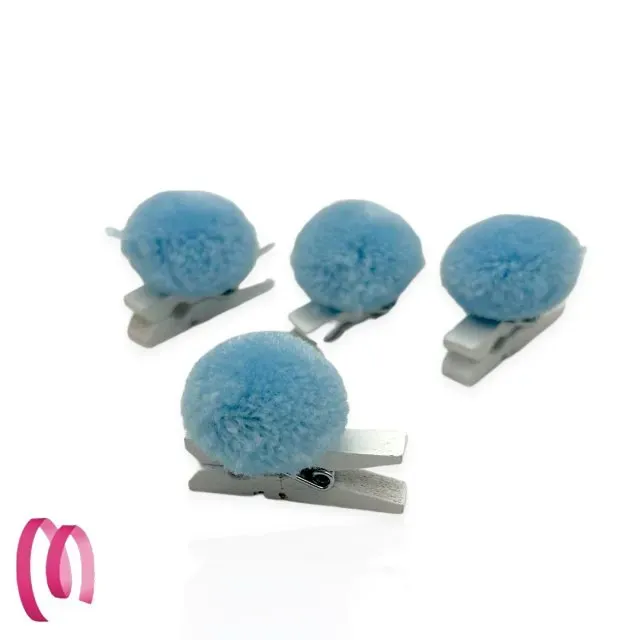 Molletta Pom Pom decorativo Azzurro set 12 pezzi