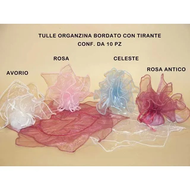 TULLE FAZZOLETTO CON TIRANTE BORDATO CONF. DA 10 PZ ECRU