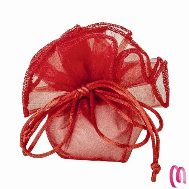 Tulle con Tirante Brillante Organza Bordato pezzi 25 ROSSO