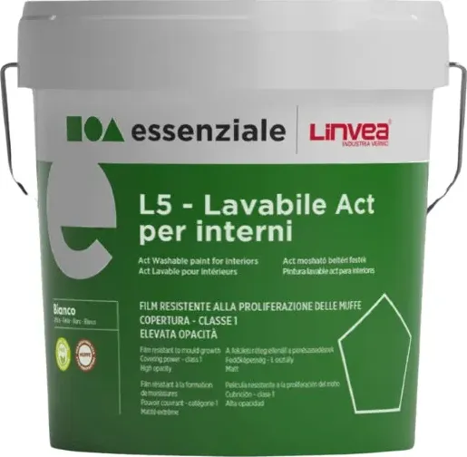 Pittura antimuffa lavabile 14 lt essenziale l5 | iaia distribuzione