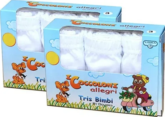 Set da 6 pezzi di slip bambino in cotone 100% con filato certificato