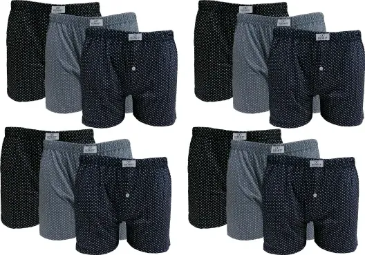 12 pezzi di boxer uomo in cotone 100% con apertura e bottone