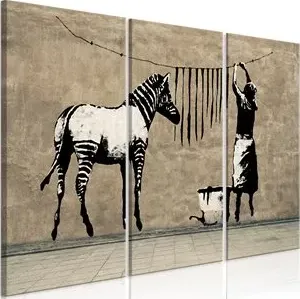 Quadro Banksy  Washing Zebra on Concrete (3 Parts)