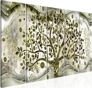 Quadro  Tree and Waves (5 Parts) Green