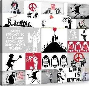 Quadro su tela, Collage di graffiti art di strada banksy