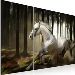 Quadro Cavallo bianco tra gli alberi