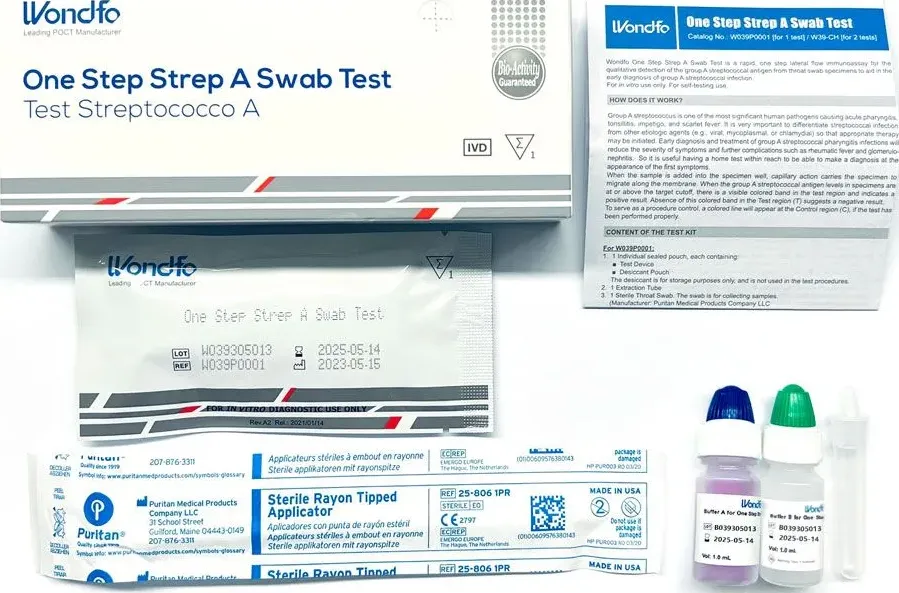 Streptococco test rapido strep-a wondfo gruppo a confezione da 2 test