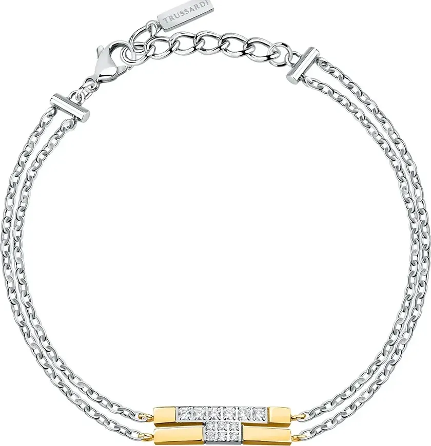 "Bracciale TRUSSARDI donna T-Logo doppio acciaio / dorato"