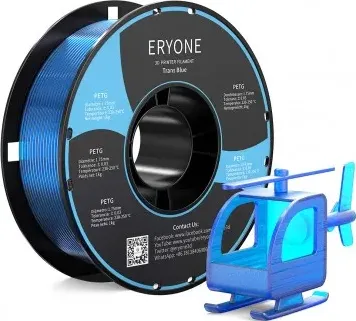 ERYONE PETG Filamento per stampante 3D 1,75mm Tolleranza 0,03mm 1KG(2.2LBS)/Spool - Blu trasparente