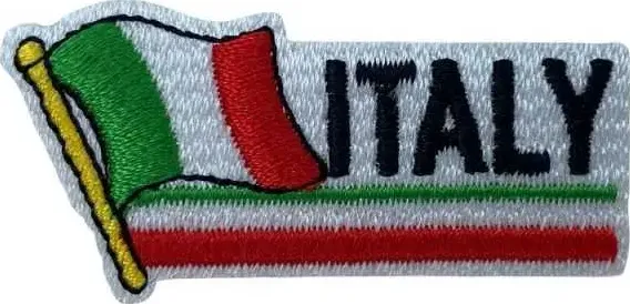 Applicazione Termoadesiva Patch Bandiera Scritta Italy 5X2 Cm