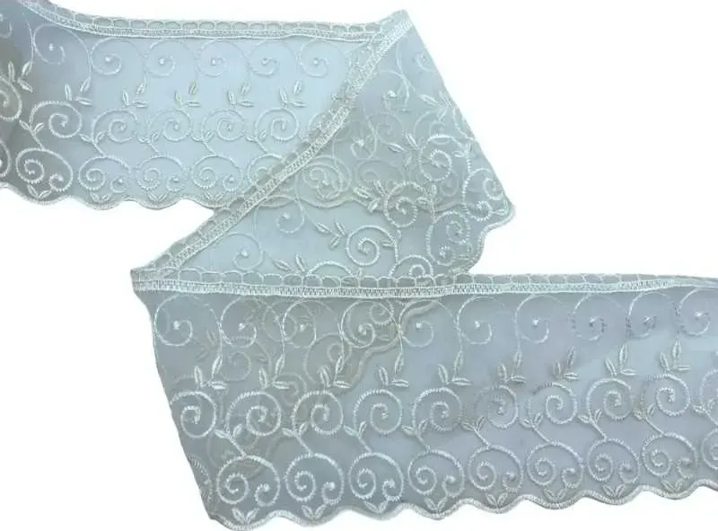 Passamaneria Organza Ricamato Pizzo Punta Smerlato Alto 10 Cm