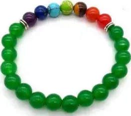 Bracciale Giada Verde u0026 7 Chakra perle 8mm