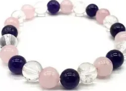 Bracciale Ametista Cristallo Quarzo Rosa Perle 8mm